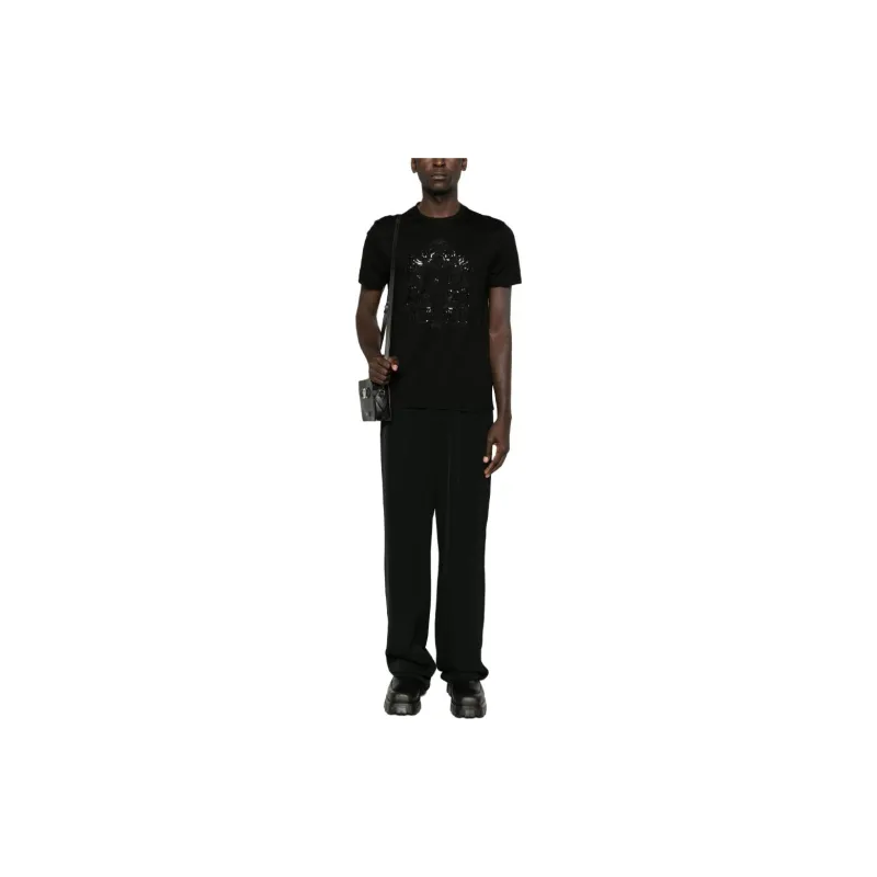 VERSACE Cartouche embellished Cotton T shirt-1