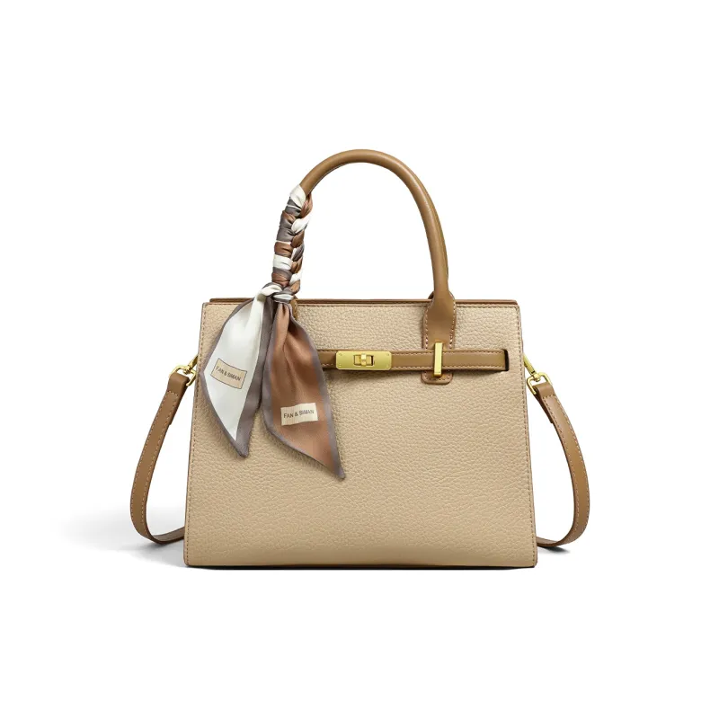 COMELY Cow Leather Mom Bag, Shoulder Bag, Crossbody Bag Medium Size Women's Khaki-1
