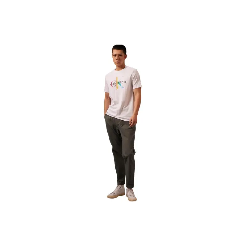 CALVIN KLEIN Rainbow Series T Shirt Men's Moon White-2