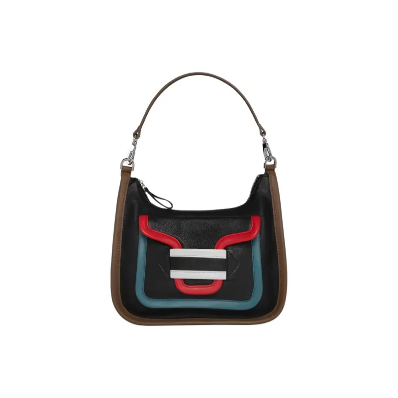 PIERRE HARDY Suede Patchwork Calfskin One Shoulder Handbags Women's Multicolor-1