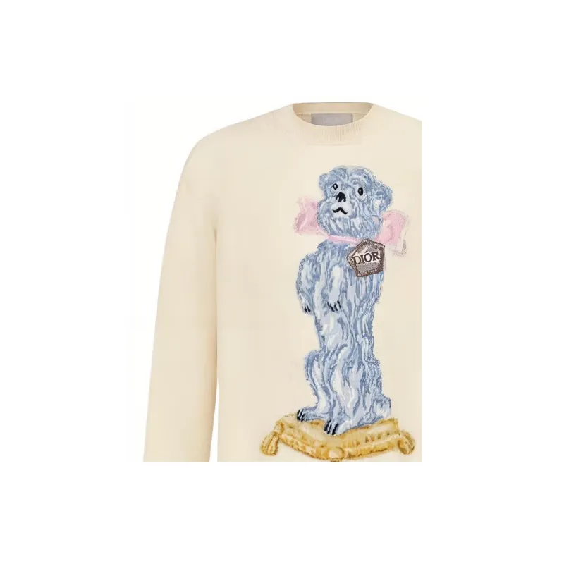 DIOR FW22 Men Cartoon Crewneck Pullover Cashmere Sweater-4