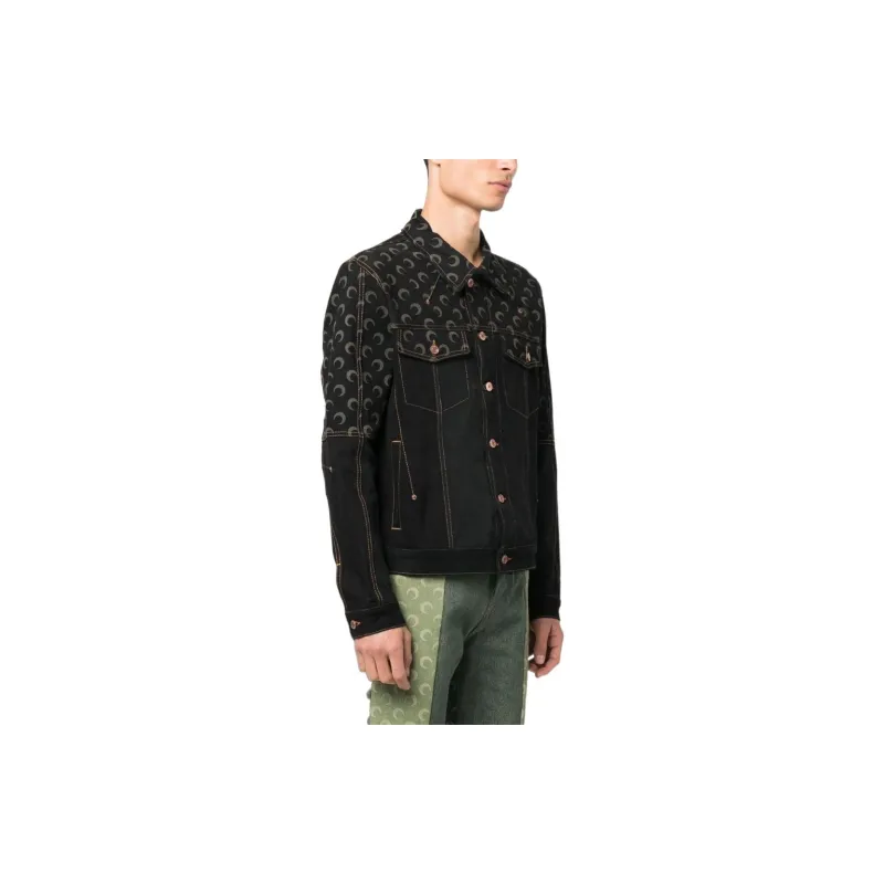 Marine Serre Denim Jackets Men Black-3