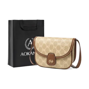 AOKANG PVC Saddle Bag, Shoulder Bag, Crossbody Bag, Shoulder Bag Regular Women's Coffee Brown/Cream Apricot