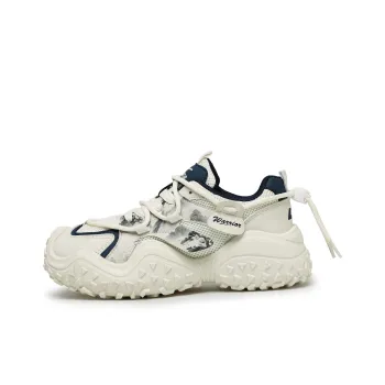 Warrior Durable Breathable Lightweight Low Top Chunky Sneakers Unisex Beige Dark Blue