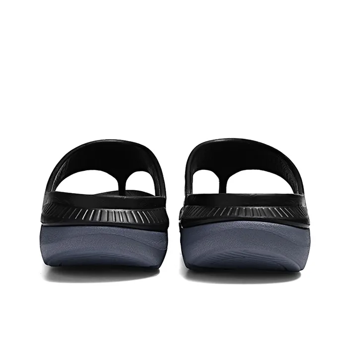 ENBO Quiet Abrasion Resistant Slip Resistant Flip Flops Men's Gray Black-4