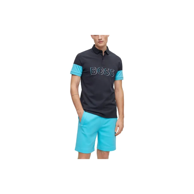 HUGO BOSS Logo Printed Ribbed Polo Shirt-3