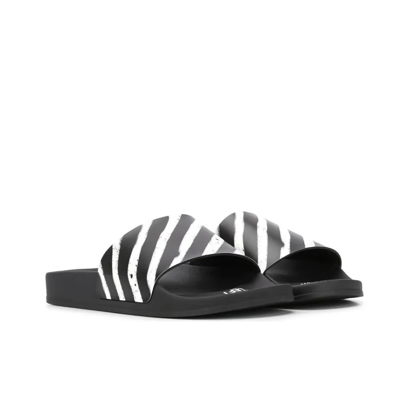 OFF WHITE Spray Stripes Slider Black White SS20-3