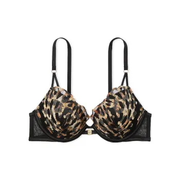 Victoria's Secret Very Sexy Rose Lace Push-Up Bra / Black Leopard Bra Women's Black Panther