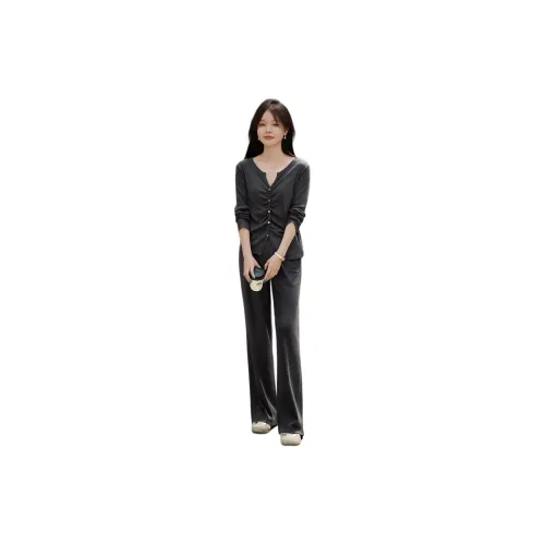 Mo Han Yi Mei Casual Suits Women's Dark Gray