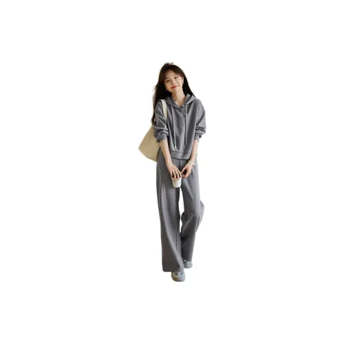 Mo Han Yi Mei Sweatshirt Sets Women's Heather Gray