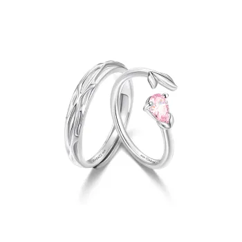 FANCI S925 Silver With Pink Gemstone Inlay Rings Unisex