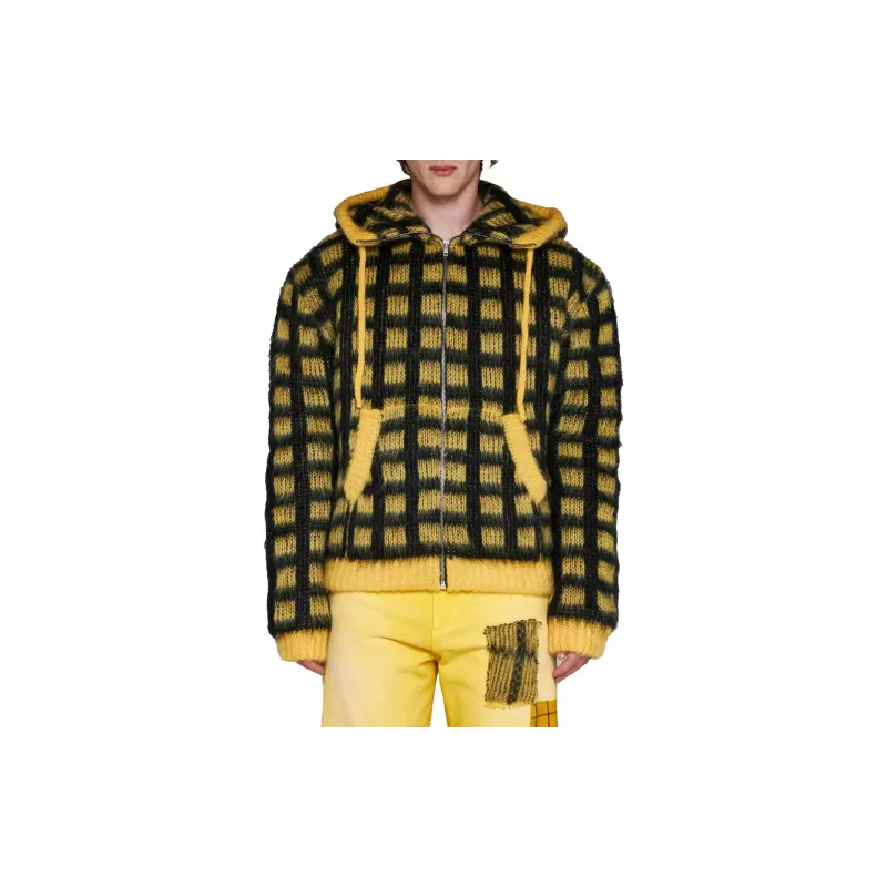 MARNI Check Fuzzy Knit Cardigan-5