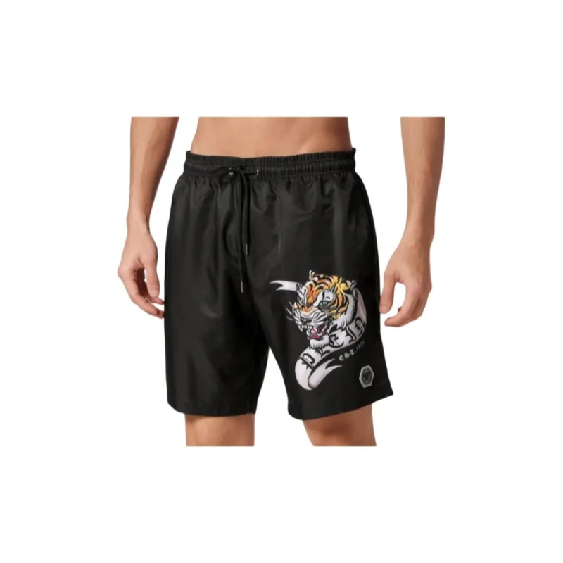 PHILIPP PLEIN Tattoo print Drawstring Swim Shorts-1