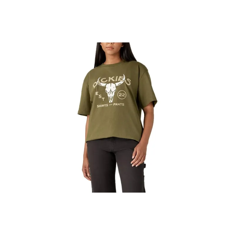 Dickies Bull Skull Heavyweight T-Shirt T-Shirt Unisex Green-3