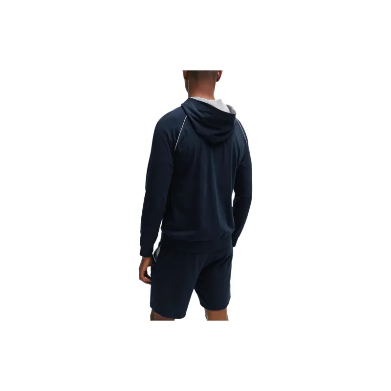 HUGO BOSS Stretch Cotton Zip Up Hoodie With Logo Detail Jackets & Coats Men's Dark Blue-2