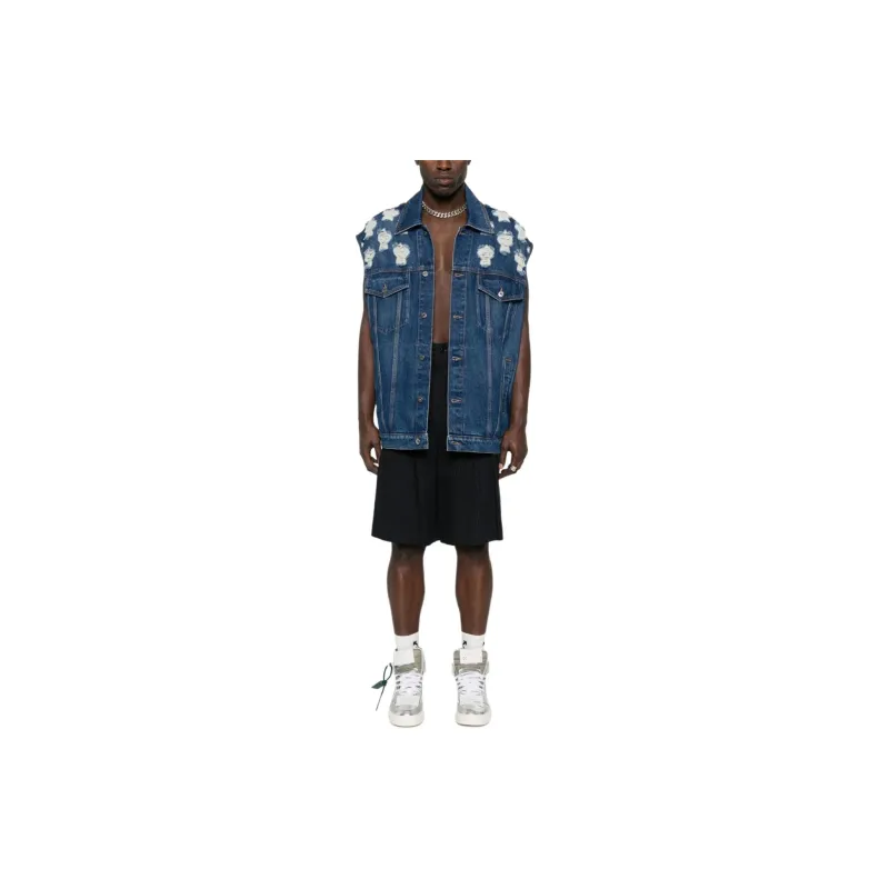 OFF-WHITE Distressed Denim Gilet-1