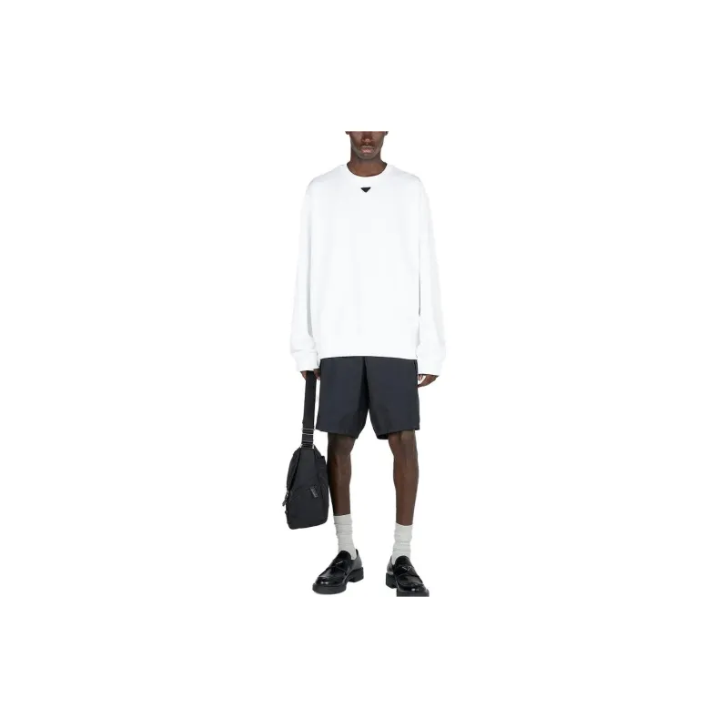 PRADA Logo plaque Cotton Sweatshirt-1