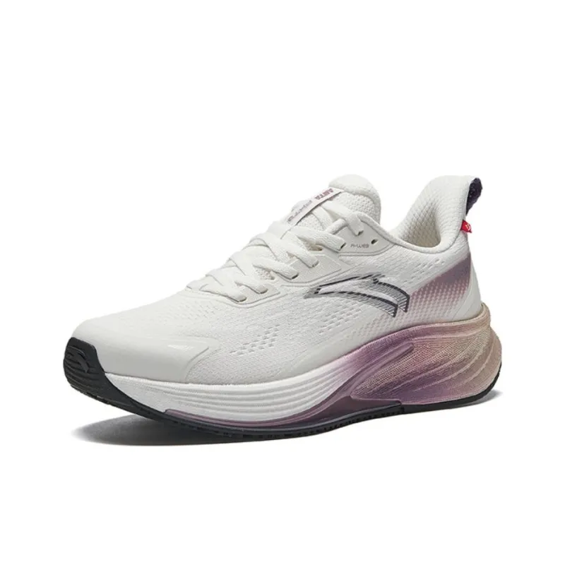 Anta Cushioning Wear Resistant Low Top Nitrogen Technology Casual Running Shoes Women's White Purple-1