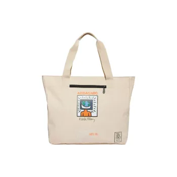 Adidas Cotton Tote Bag Shopping Bag Handbag Regular Unisex Beige