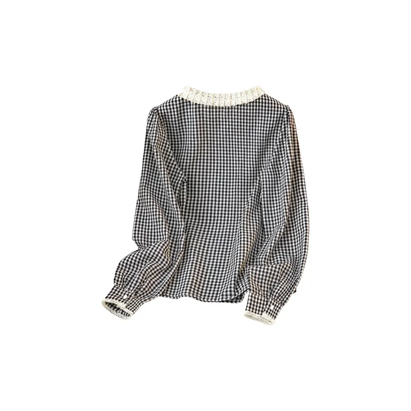 TOUCH Shirt Women's Black Beige Plaid-1