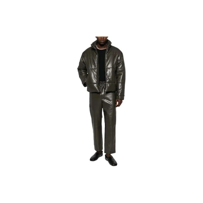NANUSHKA Leather Jacket Men's Dark Green-3