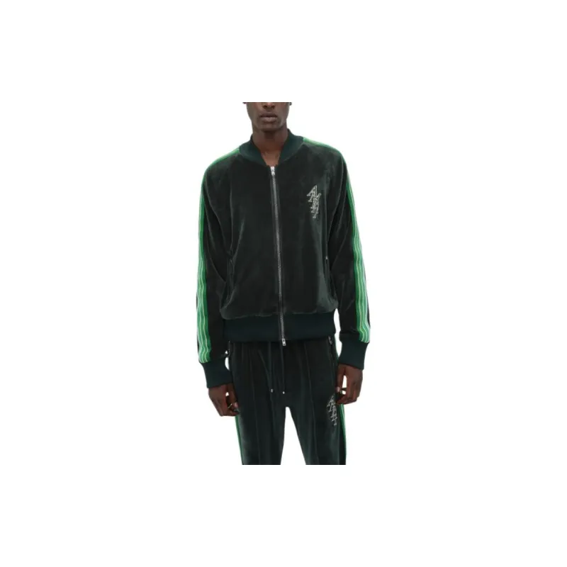 AMIRI Amiri Stack Velour Track Jacket Jackets Coats Men's Green-1