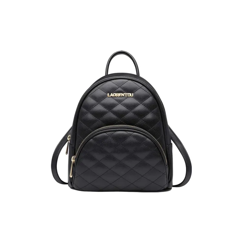 Old Man's Head Cow Leather Backpack Women's Black-1