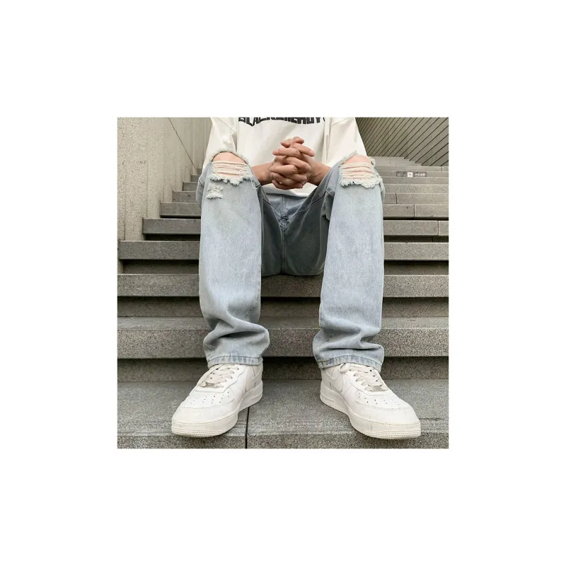 RENBEN Summer Jeans Unisex Light Blue-4