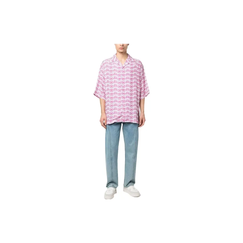 GCDS Waved Logo Printed Buttoned Shirt-1