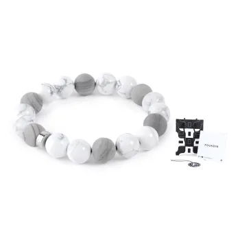 FOUNDIN White Turquoise Matte Silver Wire Stone Bracelets Unisex