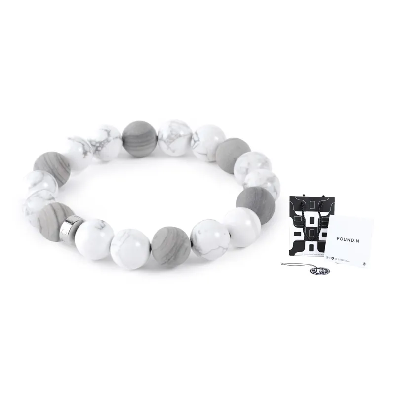 FOUNDIN White Turquoise Matte Silver Wire Stone Bracelets Unisex-0