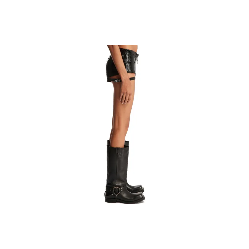 Courrèges Buckle Zipped Vinyl Mini Short 'Black'-3