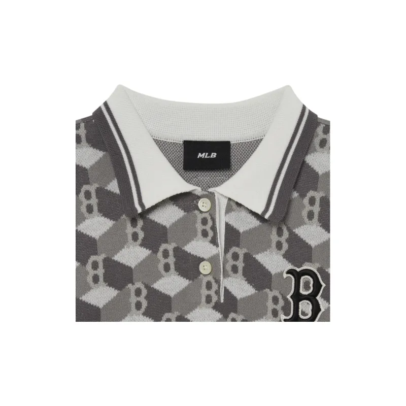 MLB Cube Monogram Polo Shirt Women's Gray-2