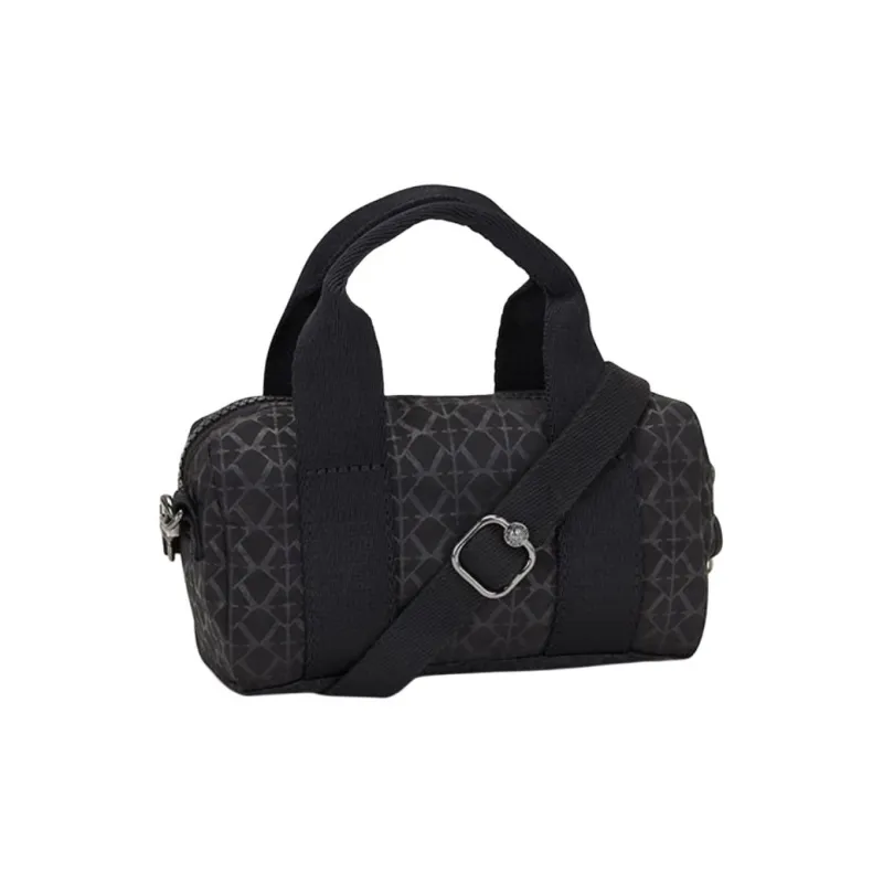 Kipling Polyamide Bowling Bag, Shoulder Bag, Crossbody Bag, Handbag Mini Women's Black Base With Letter Print-3