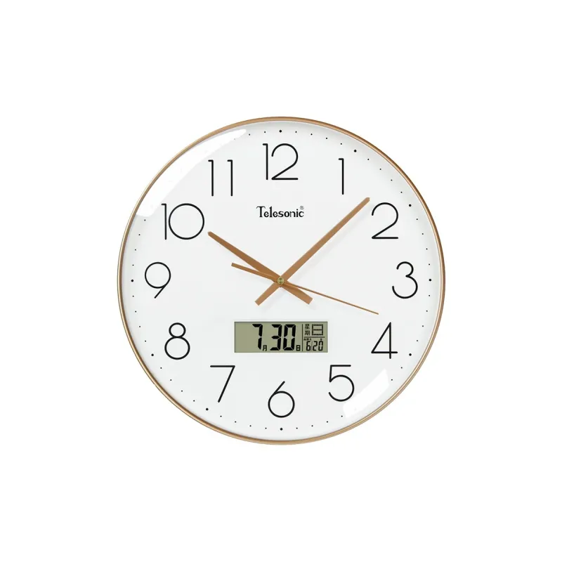 TELESONIC 2024 Sweeping Seconds Movement Plastic Wall Clock Unisex White Coffee Gold Blue-3