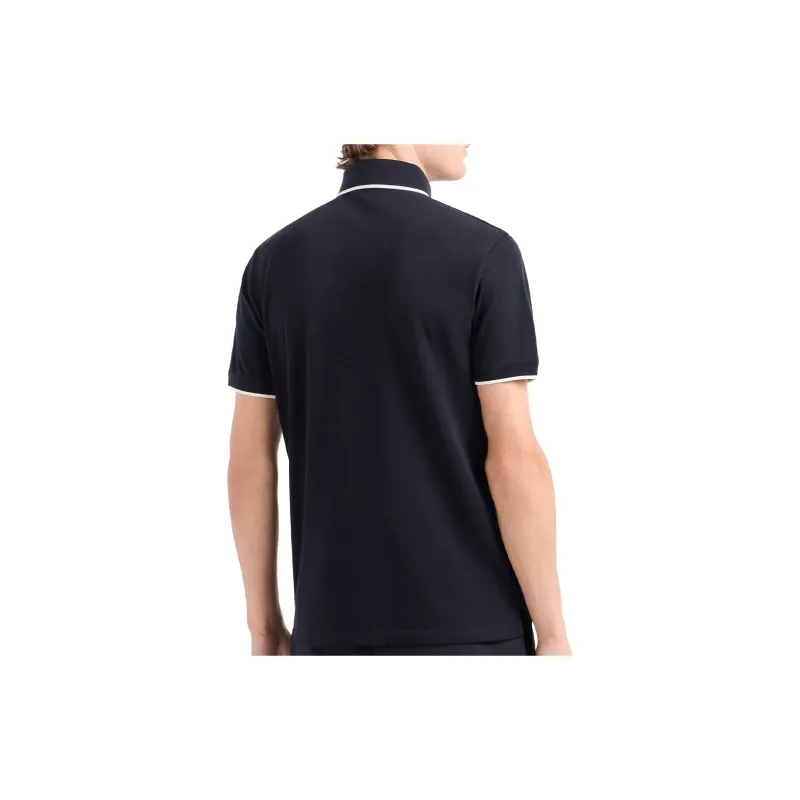 EMPORIO ARMANI Mercerised Piqué Polo Shirt With Micro Eagle Embroidery-4