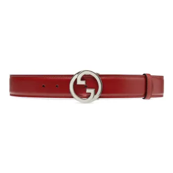 GUCCI Leather Leather Belts Men's Red Width: 4cm