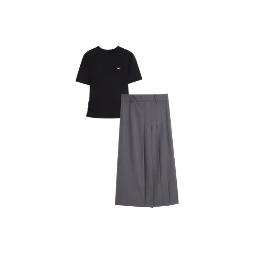 Love to serve Two Piece Skirt Sets Women's Black