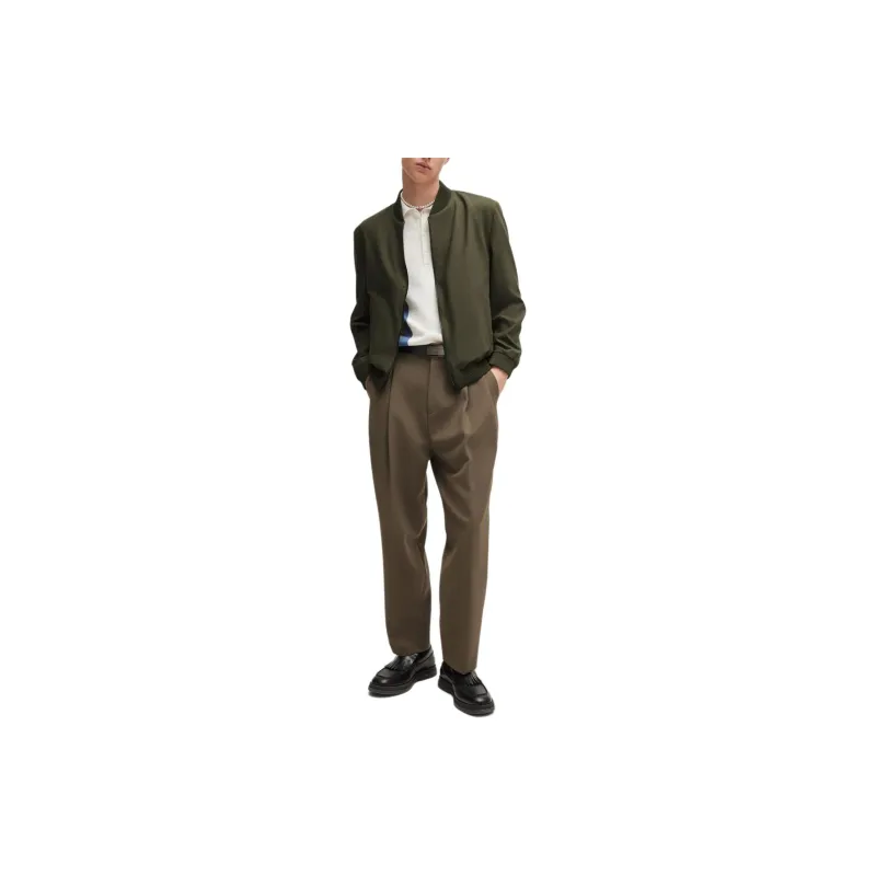 HUGO BOSS Slim-Fit Jacket In Performance-Stretch Cloth Jackets Coats Men's Green-4