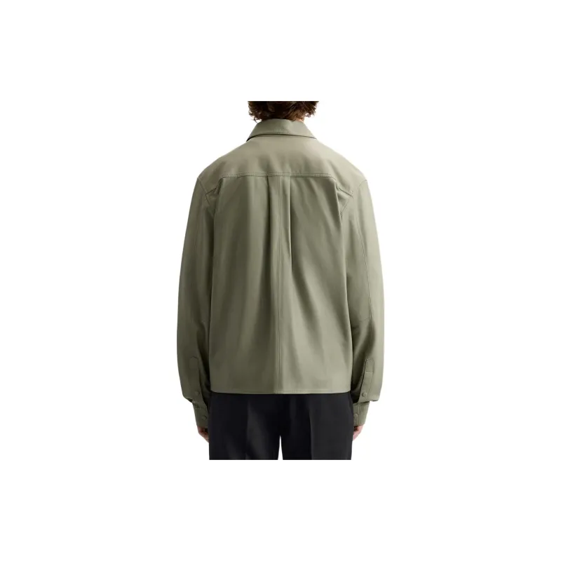 ZARA Leather Jacket Men's Green-3