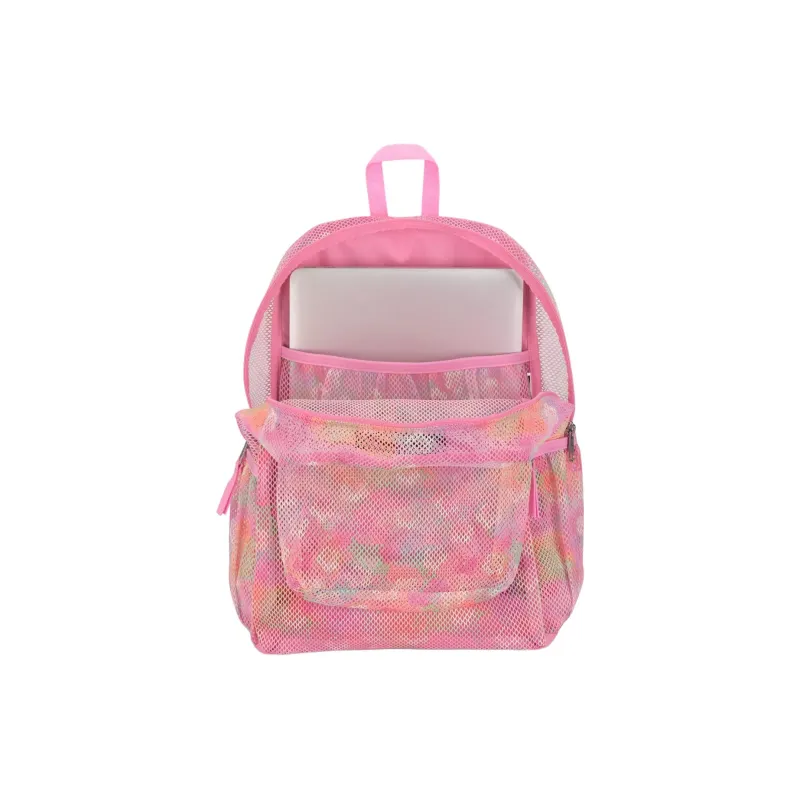 JanSport Recycled Polyester Mesh Backpack Unisex Neon Daisy-4
