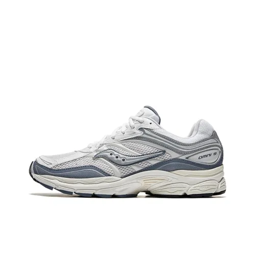 Saucony Wear Resistant Low Top Running Shoes Unisex White Light Blue