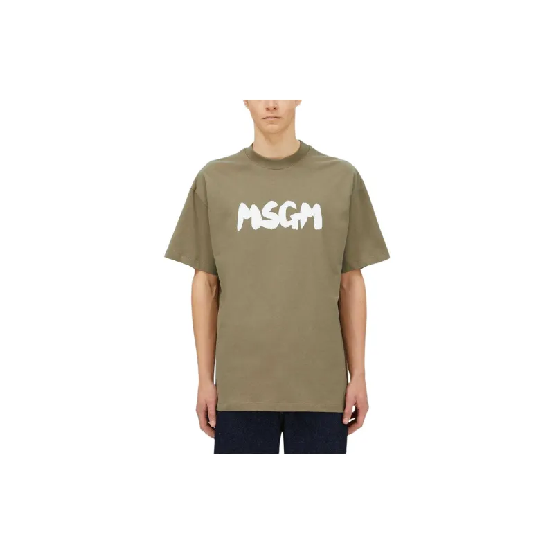 MSGM Brushed Logo Crewneck T Shirt-1