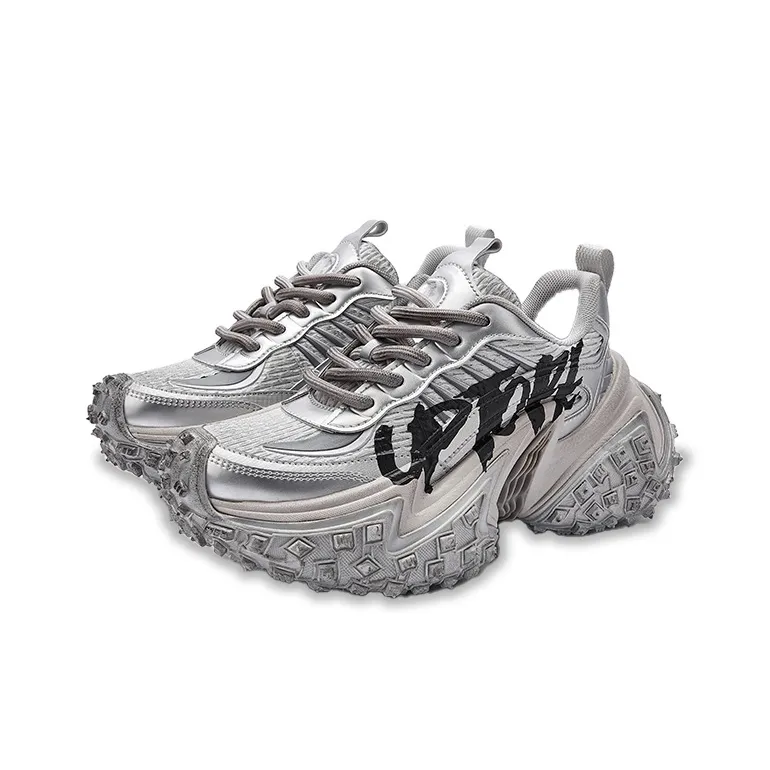 U.T.B RustiRunner Scavenger Series Low Top Chunky Sneakers Unisex Silver-1