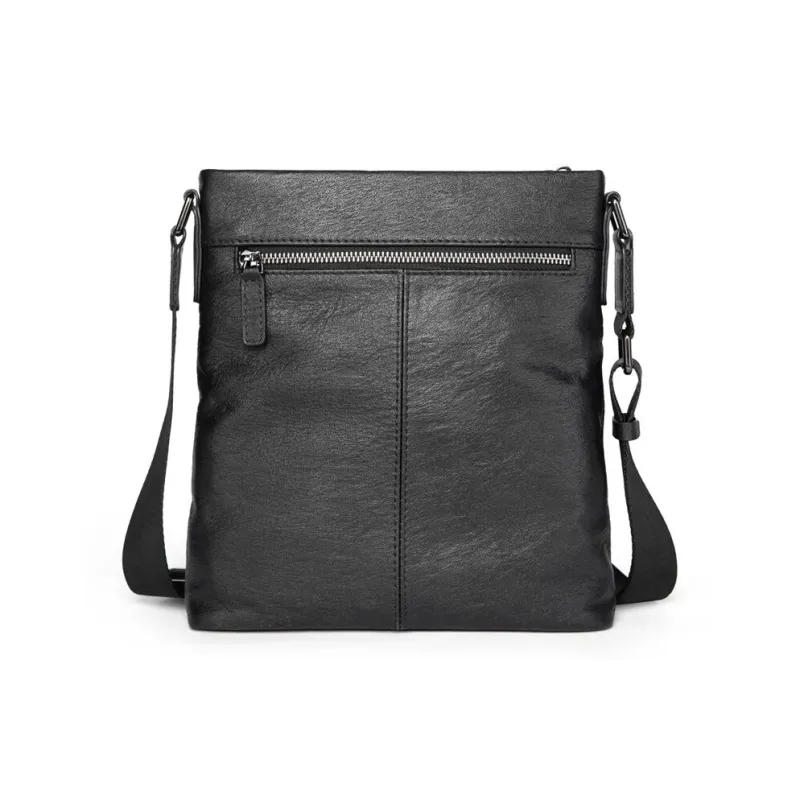Old Man's Head Cow Leather Shoulder Bag Regular Unisex Black-1