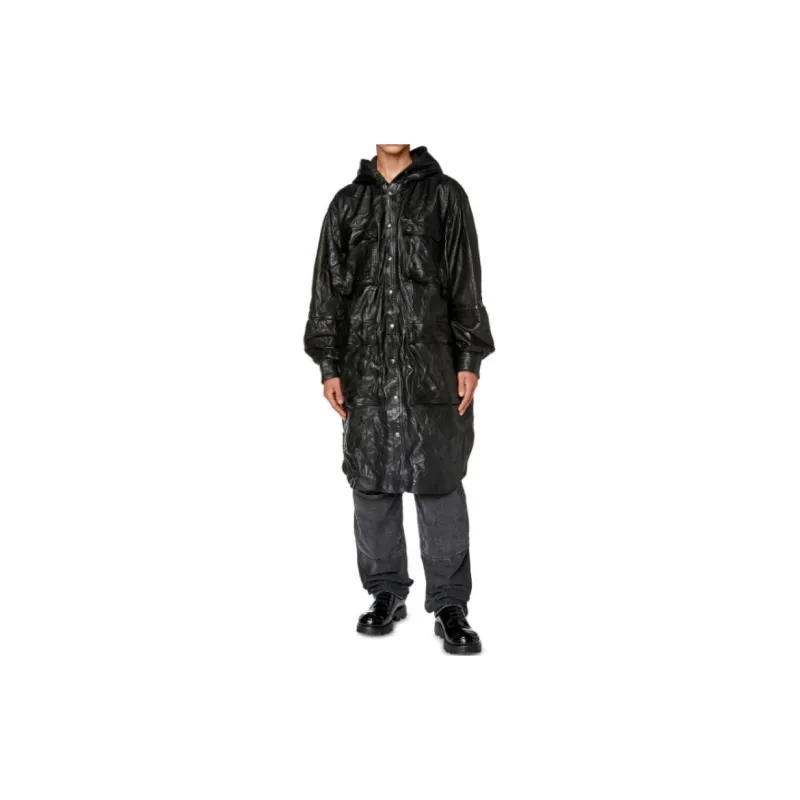 DIESEL Leather Jackets Men Black-2