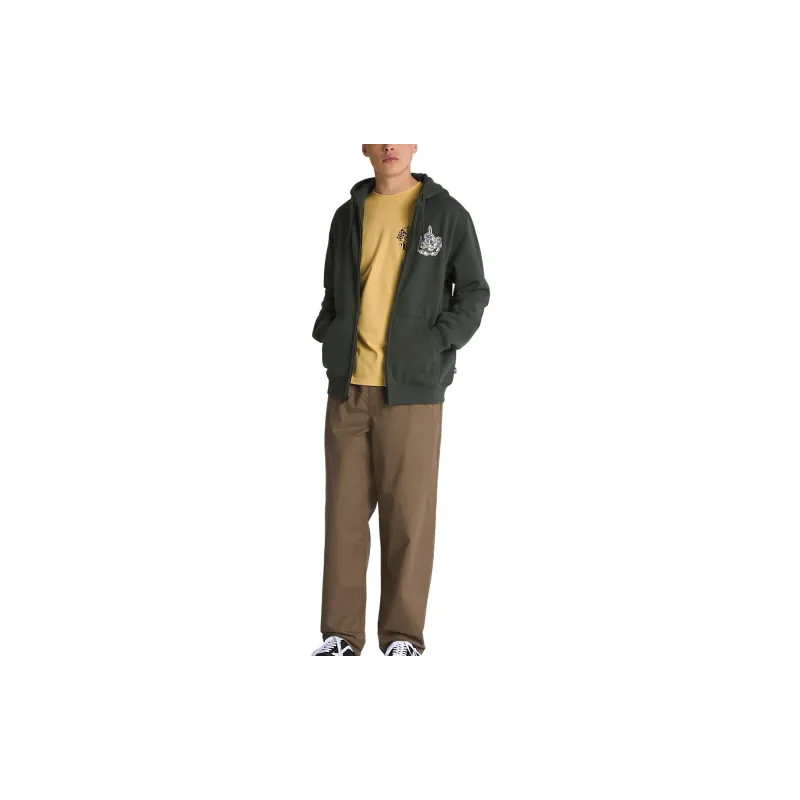 Vans Rearview Full Zip Hoodie Sweatshirt Unisex Army Green-4