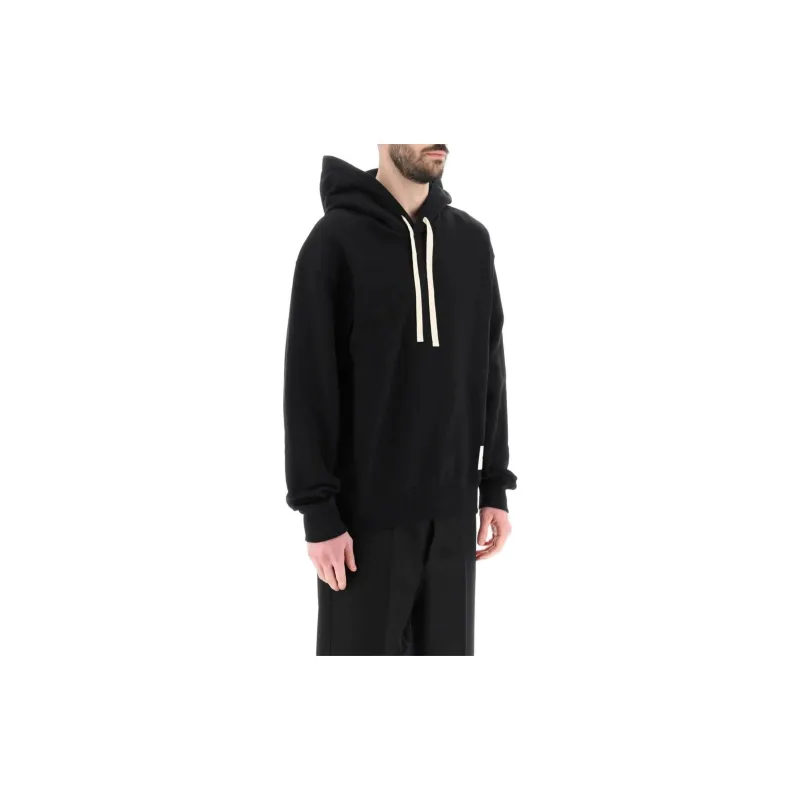 JIL SANDER + Logo Patch Long Sleeved Hoodie-3