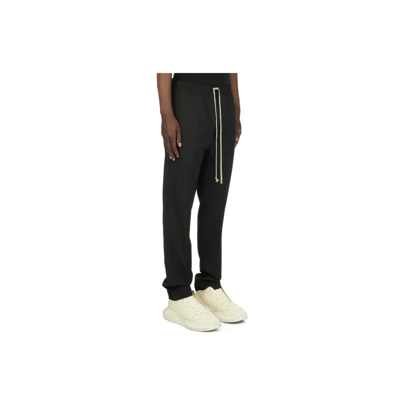 RICK OWENS/RO Drawstring Slim Long In Black Light Wool Casual Pants Men's Black-4