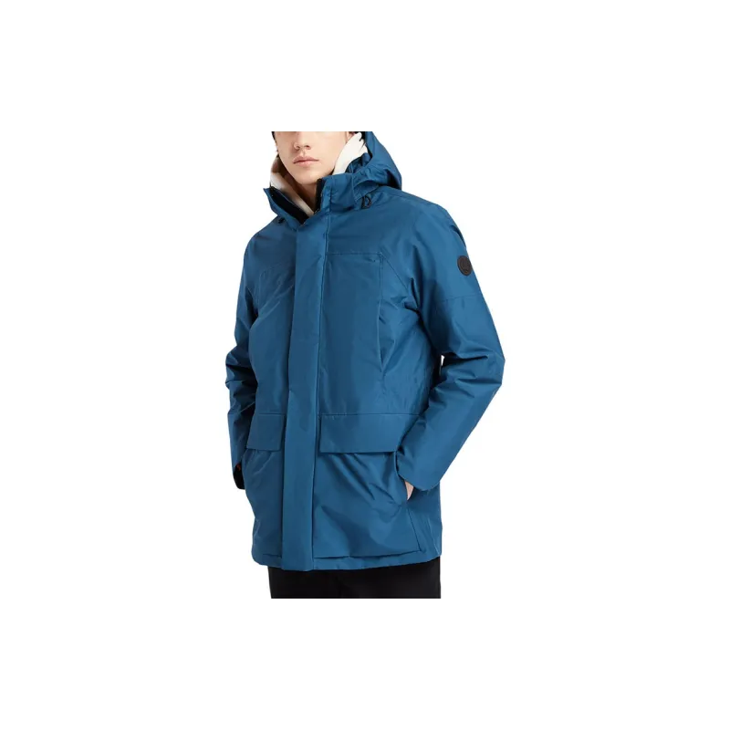Timberland Solid Color Detachable Hood Puffer Jacket Men's Medium Blue-5